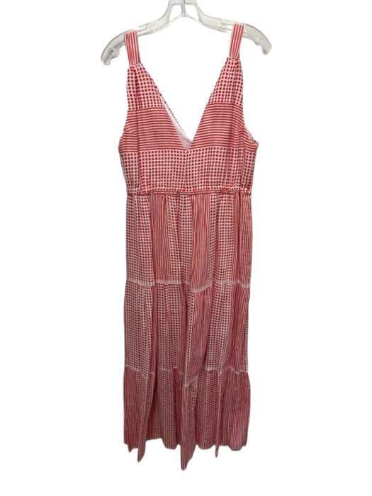 LemLem Size S White & Red Cotton Geometric Print Sleeveless Knot Detail Dress White & Red / S