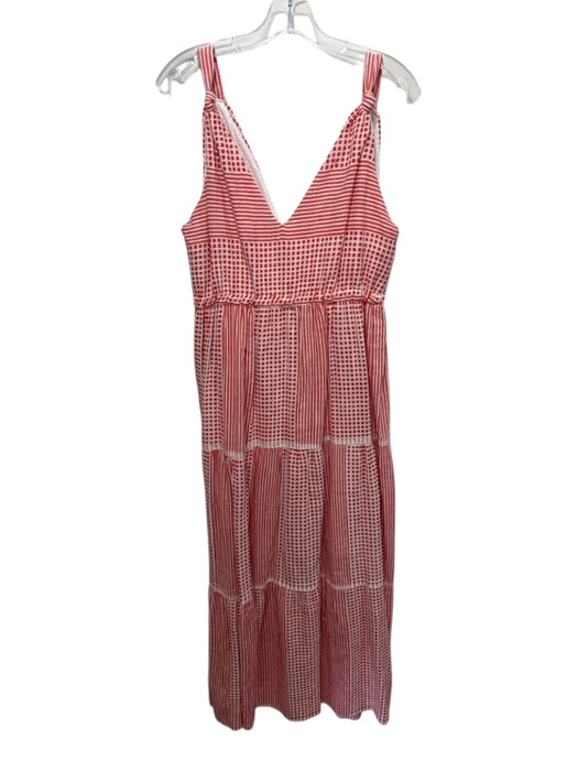 LemLem Size S White & Red Cotton Geometric Print Sleeveless Knot Detail Dress White & Red / S