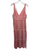 LemLem Size S White & Red Cotton Geometric Print Sleeveless Knot Detail Dress White & Red / S