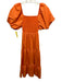 Sunday Up Size M Orange Polyester Short Puff Sleeve Smocked Bodice Tiered Dress Orange / M
