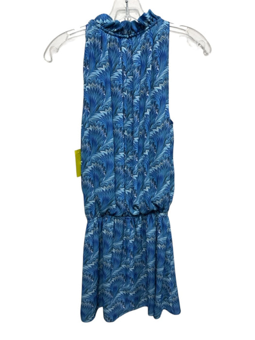 Ramy Brook Size S Mixed Blues Polyester Abstract Print Sleeveless V Neck Dress Mixed Blues / S