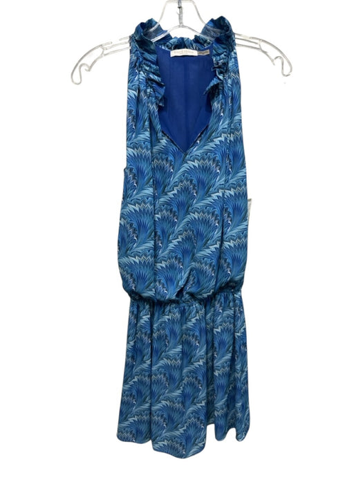 Ramy Brook Size S Mixed Blues Polyester Abstract Print Sleeveless V Neck Dress Mixed Blues / S