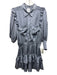 Misa Size M Gray Viscose Satin 1/2 Puff Sleeve 1/2 Button & Collar Dress Gray / M