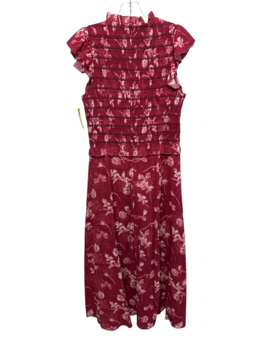 Sea New York Size 6 Mixed Reds Cotton Abstract Floral Smocked Bodice Dress Mixed Reds / 6