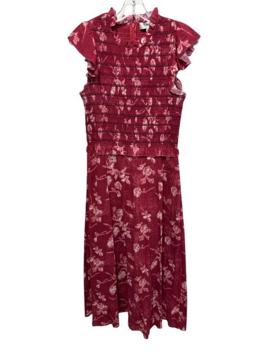 Sea New York Size 6 Mixed Reds Cotton Abstract Floral Smocked Bodice Dress Mixed Reds / 6