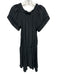 Ramy Brook Size S Black Polyester Smocked Top Short Sleeve Elastic Waist Dress Black / S