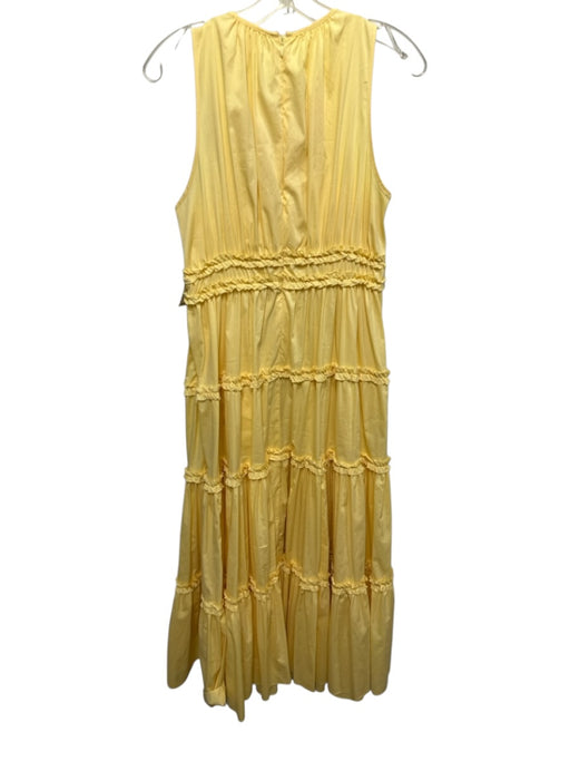 Cinq a Sept Size 8 Butter Yellow Cotton Blend Sleeveless Gathered Detail Dress Butter Yellow / 8