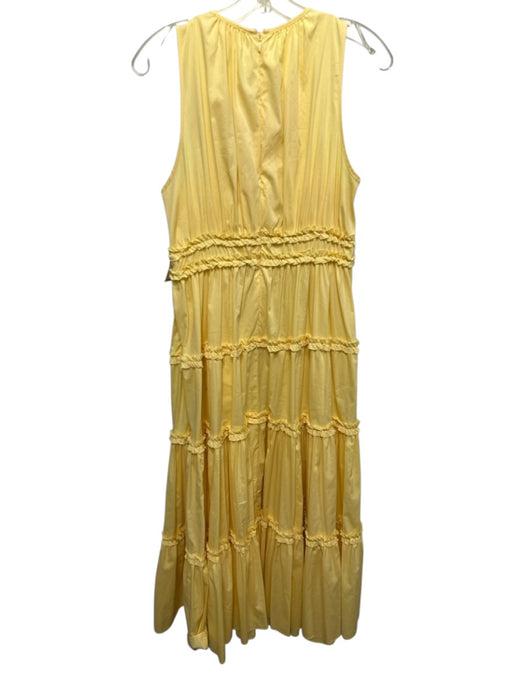 Cinq a Sept Size 8 Butter Yellow Cotton Blend Sleeveless Gathered Detail Dress Butter Yellow / 8