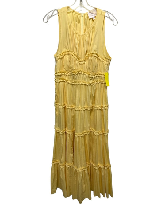 Cinq a Sept Size 8 Butter Yellow Cotton Blend Sleeveless Gathered Detail Dress Butter Yellow / 8