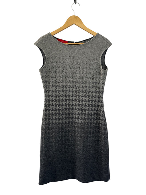 Carolina Herrera Size 6 Gray Wool Cap Sleeve Houndstooth Dress Gray / 6