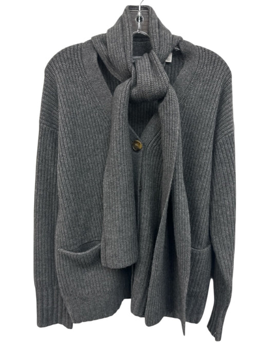 Veronica Beard Size S Dark Gray Wool & Cashmere Long Sleeve Knit Buttons Sweater Dark Gray / S