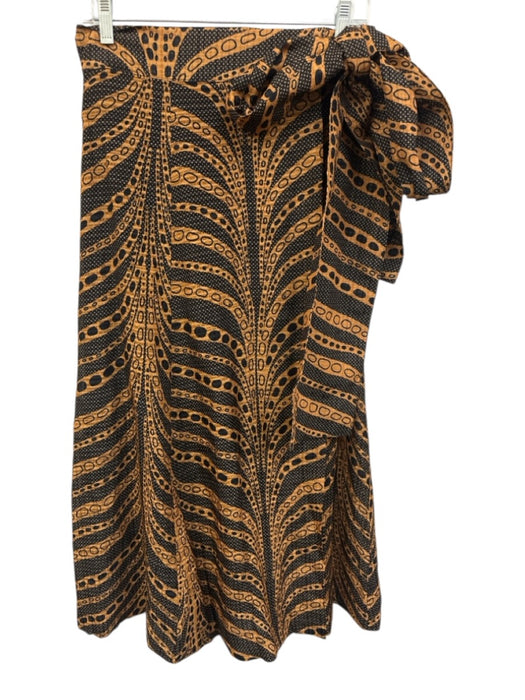 Marie Oliver Size M Black & Orange Linen & Viscose All Over Print Wrap Skirt Black & Orange / M
