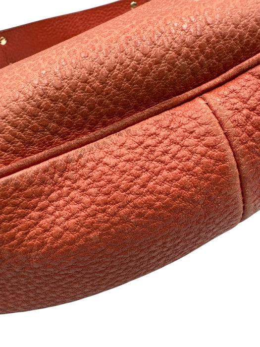 Gucci Orange Pebble Leather Hand & Shoulder Bag Zip Close Bamboo Hobo Bag Orange / M