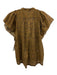 Birds of Paradis Size S Brown & Navy Cotton Cap Sleeve All Over Print Top Brown & Navy / S