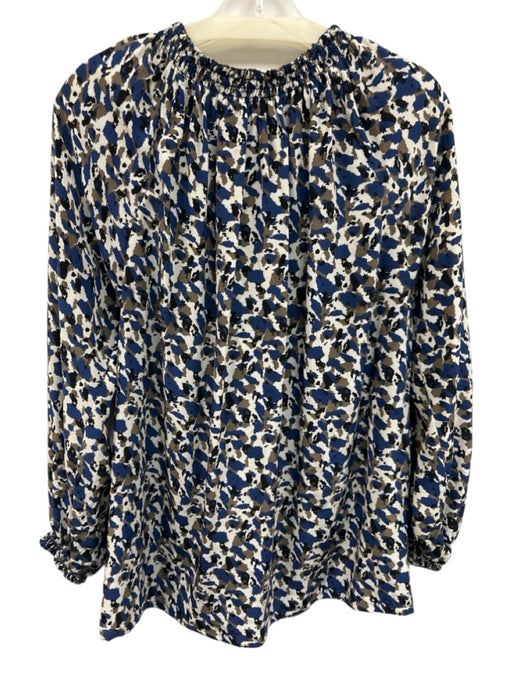 Rungolee Size S Blue, White, Multi Long Sleeve All Over Print Split Neck Top Blue, White, Multi / S