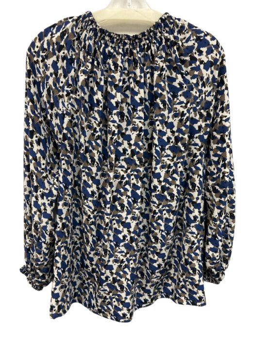Rungolee Size S Blue, White, Multi Long Sleeve All Over Print Split Neck Top Blue, White, Multi / S
