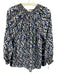 Rungolee Size S Blue, White, Multi Long Sleeve All Over Print Split Neck Top Blue, White, Multi / S