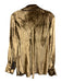 Vince Size M Gold Viscose Blend Long Sleeve Velvet Button Up Collar Top Gold / M