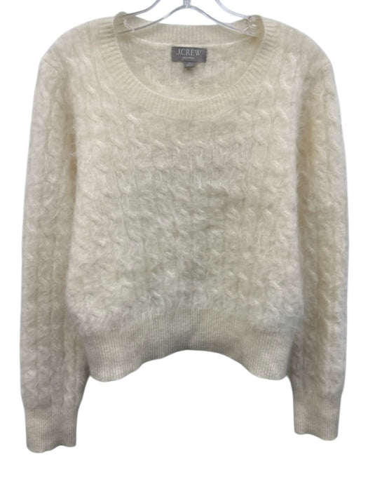 J Crew Size M White Cashmere Long Sleeve Fuzzy Sweater White / M