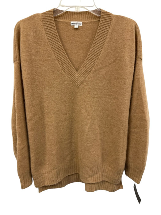 Minnie Rose Size S Brown Cashmere Long Sleeve V Neck Knit Sweater Brown / S