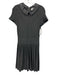 Milly Size M Dark Gray Viscose & Polyester Short Sleeve Collar Pleats Dress Dark Gray / M