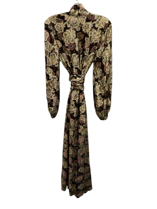 Figue Size S Black, Gold, Multi Viscose Blend Long Sleeve Metallic Thread Dress Black, Gold, Multi / S