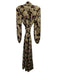Figue Size S Black, Gold, Multi Viscose Blend Long Sleeve Metallic Thread Dress Black, Gold, Multi / S