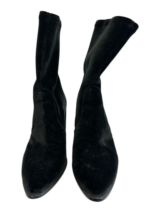 Stuart Weitzman Shoe Size 8 Black Velvet Pointed Toe Block Heel Boots Black / 8