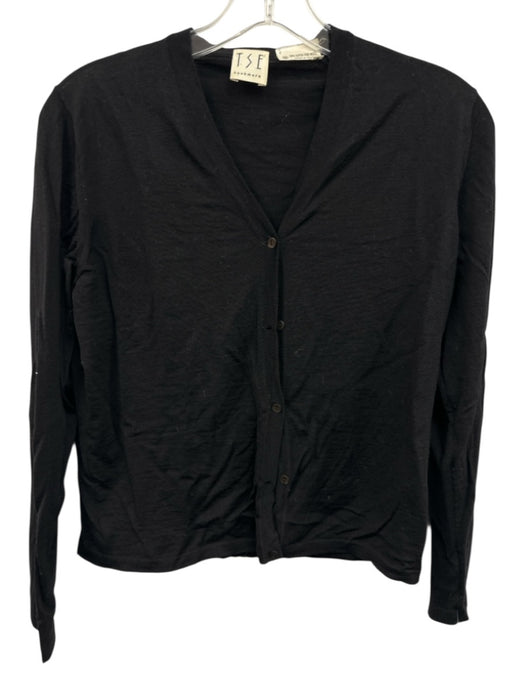 TSE Size M Black Fine Merino Wool Long Sleeve Cardigan Sweater Black / M