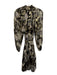 Kobi Halperin Size S Gray, Black & Gold Silk & Metallic Ruffle Neck Midi Dress Gray, Black & Gold / S
