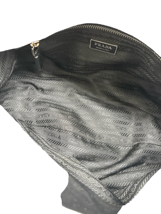 Prada Black Leather Silver Hardware Shoulder Clasp Close flap Bag Black / S