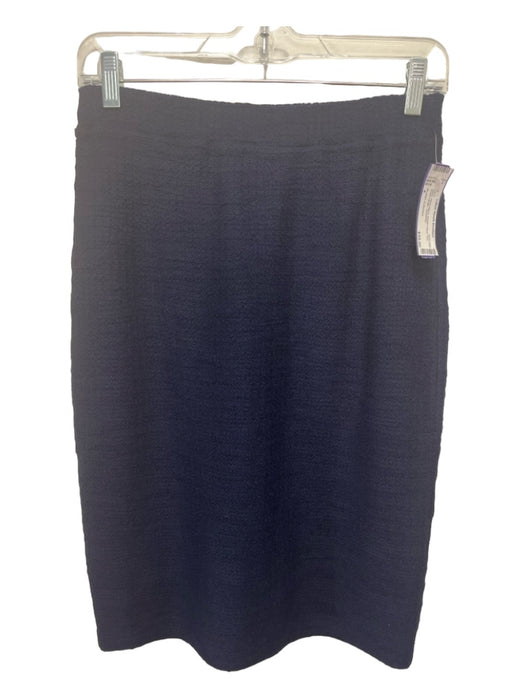 St John Collection Size 4 Navy Wool Blend Elastic Waist Knit Knee Length Skirt Navy / 4