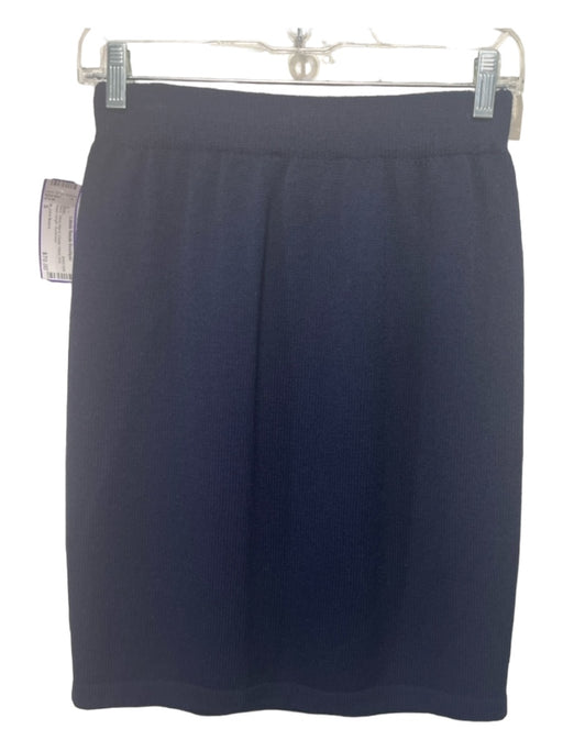 St John Basics Size S Navy Wool Blend Elastic Waist Knit Knee Length Skirt Navy / S