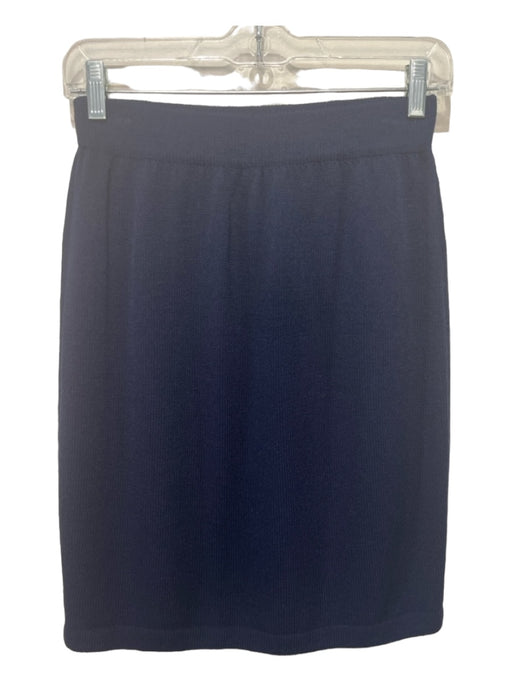 St John Basics Size S Navy Wool Blend Elastic Waist Knit Knee Length Skirt Navy / S