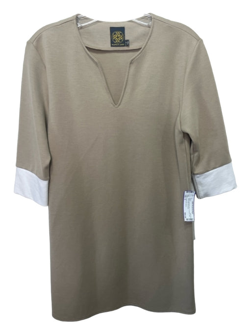 Paloma St. James Size S Beige round split neck 1/2 Sleeve Shift Dress Beige / S