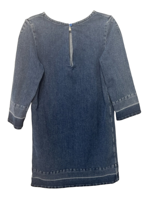 Stella McCartney Size 44 Med Wash Cotton Denim Round Neck 3/4 Sleeve Dress Med Wash / 44