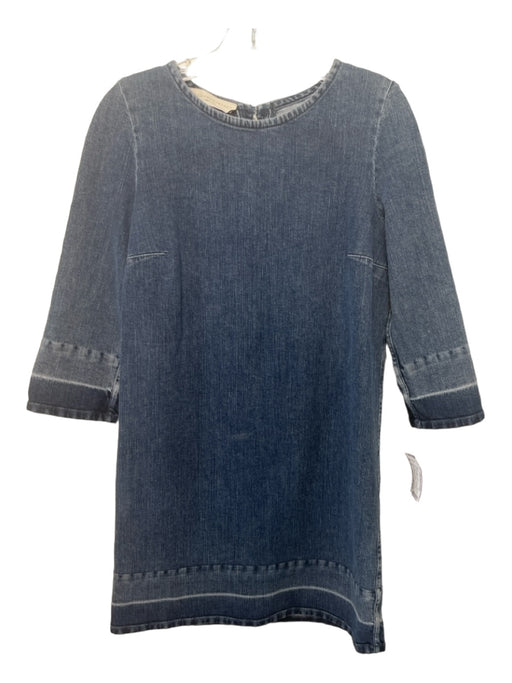 Stella McCartney Size 44 Med Wash Cotton Denim Round Neck 3/4 Sleeve Dress Med Wash / 44