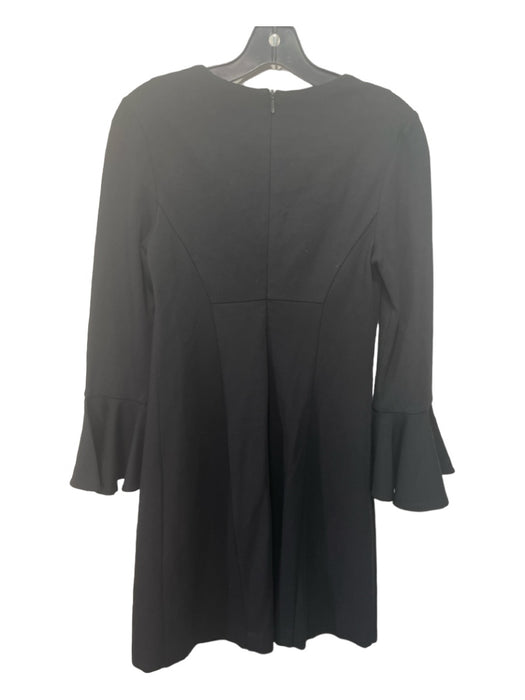 Trina Turk Size 0 Black Rayon Blend Embellished Paneled Bell Sleeves Dress Black / 0