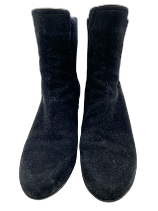 Aquatalia Shoe Size 8 Black Suede Stretch Panel Wedge Ankle Booties Black / 8