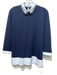 Karl Lagerfeld Size XS Navy Blue & Light Blue Nylon Long Sleeve Collar Top Navy Blue & Light Blue / XS