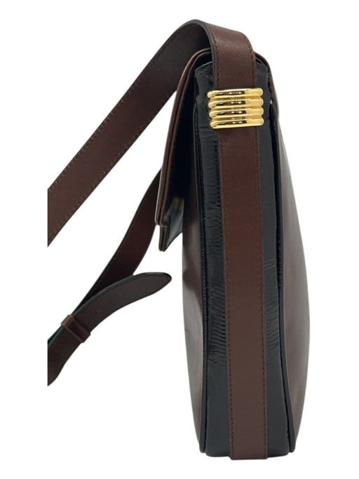 Salvatore Ferragamo Brown Leather Gold hardware Magnetic Clasp Crossbody Bag Brown / S