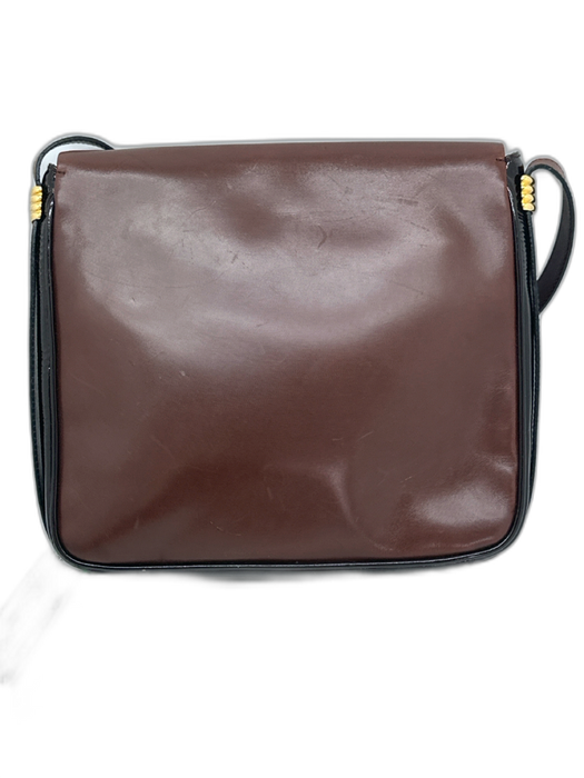 Salvatore Ferragamo Brown Leather Gold hardware Magnetic Clasp Crossbody Bag Brown / S