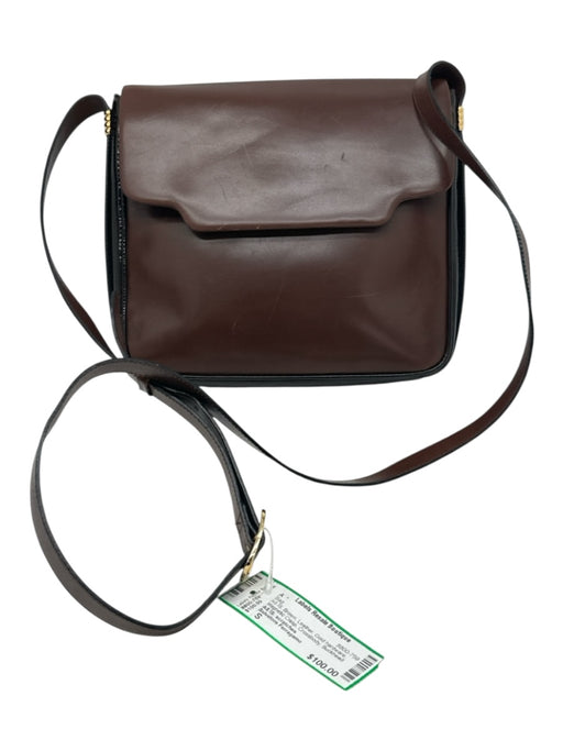Salvatore Ferragamo Brown Leather Gold hardware Magnetic Clasp Crossbody Bag Brown / S