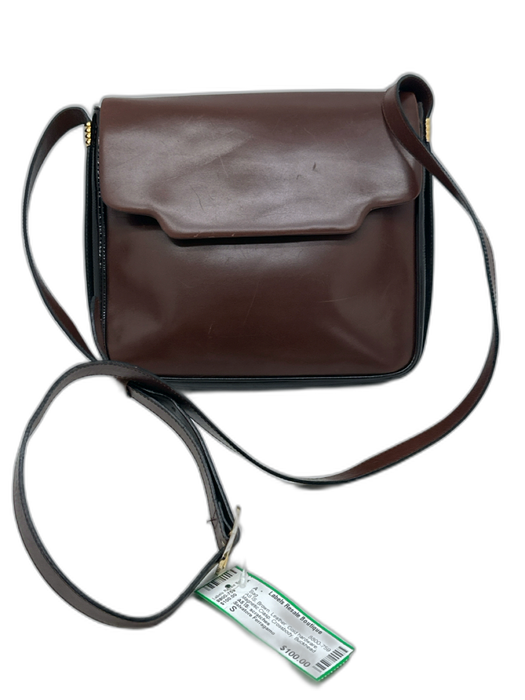 Salvatore Ferragamo Brown Leather Gold hardware Magnetic Clasp Crossbody Bag Brown / S