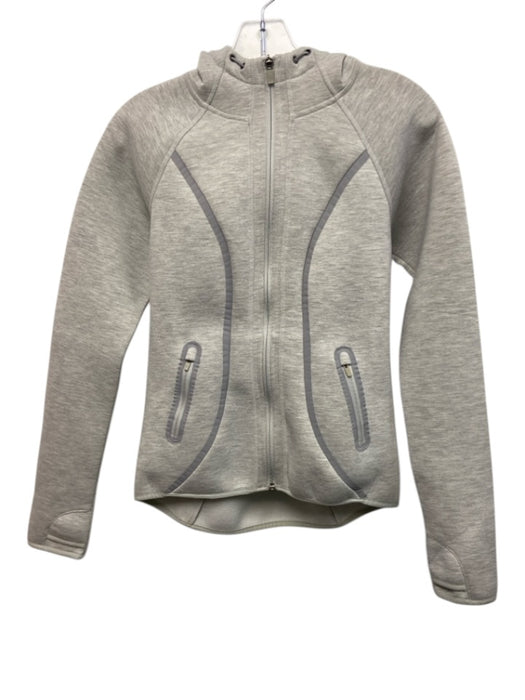 Athleta Size XXS Light Gray & Dark Gray Polyester Long Sleeve Zip Up Sweater Light Gray & Dark Gray / XXS