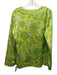 St. John Size S Green & Yellow Silk Blend Long Sleeve Floral & Geometric Top Green & Yellow / S