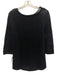 Lauren Size Large Black Mercerized Cotton 3/4 Sleeve Open Knit Wide Neck Sweater Black / Large