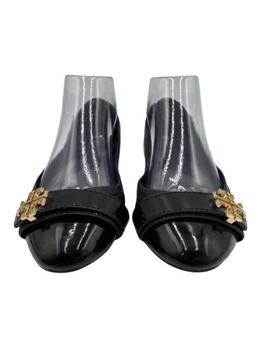 Tory Burch Shoe Size 8 Black & Gold Leather Patent Leather Toe Cap Flats Black & Gold / 8