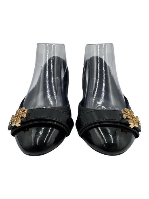 Tory Burch Shoe Size 8 Black & Gold Leather Patent Leather Toe Cap Flats Black & Gold / 8