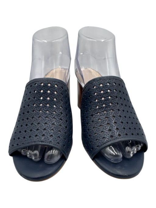 Cole Haan Shoe Size 8 Blue Leather Open Weave Stacked Heel Round Toe Sandals Blue / 8